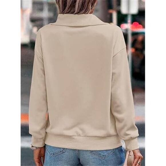 Women's Loose Fit Turtleneck Zipper Sweatshirt – Casual Long Sleeve Pullover - Picture 5 of 7